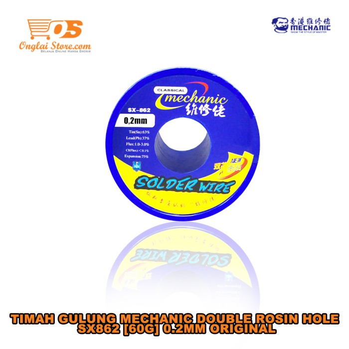 TIMAH GULUNG MECHANIC DOUBLE ROSIN HOLE SX862 0.2MM [60G] ORIGINAL